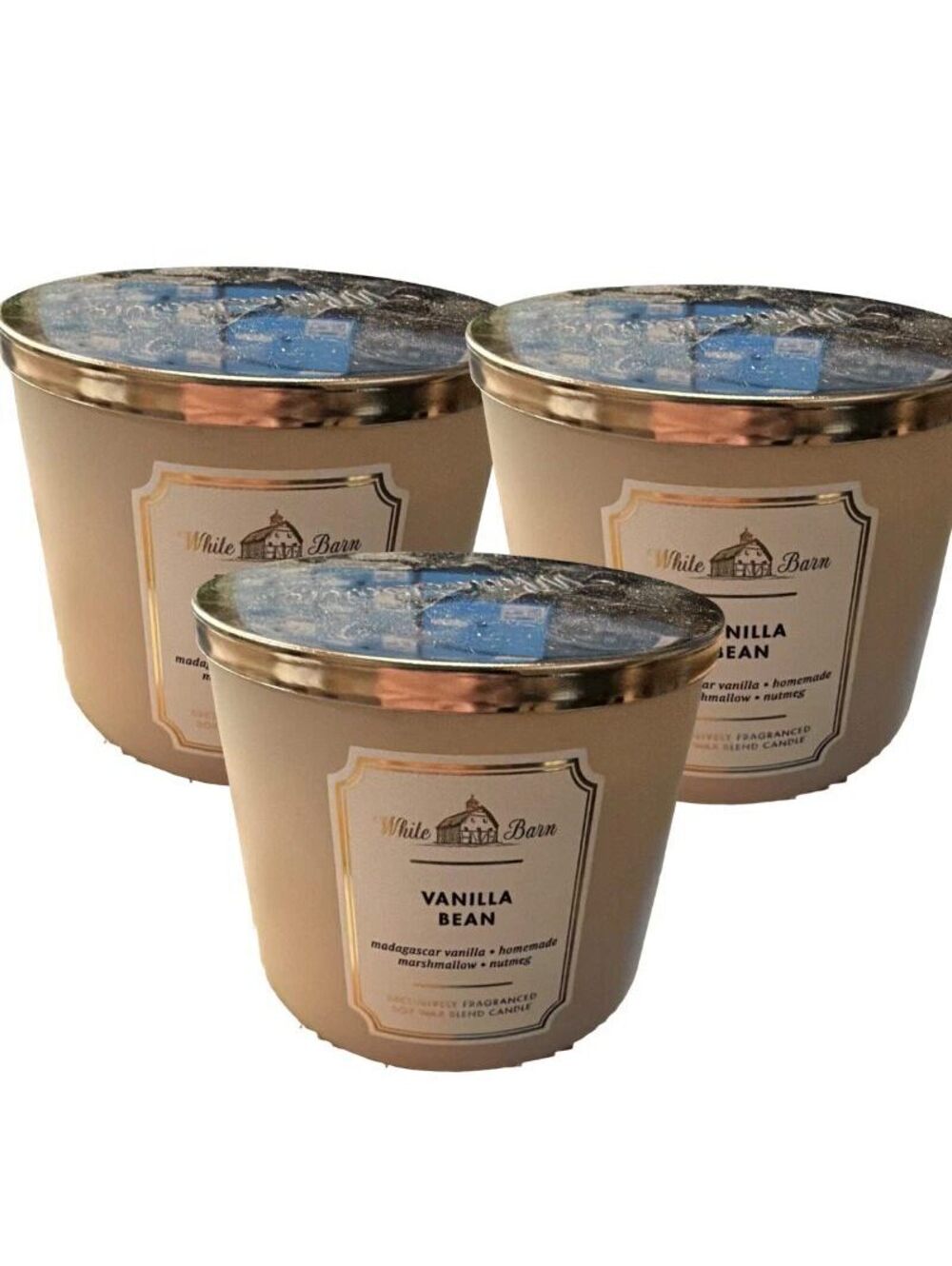 White Barn Vanilla Bean 3-Wick Candles Bath & Body Works 14.5 oz 3-Pack